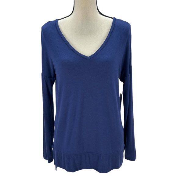 Hippie Rose Tops - Hippie Rose The Cozy Tee Long Sleeve V-Neck T-Shirt - Blue - size Medium